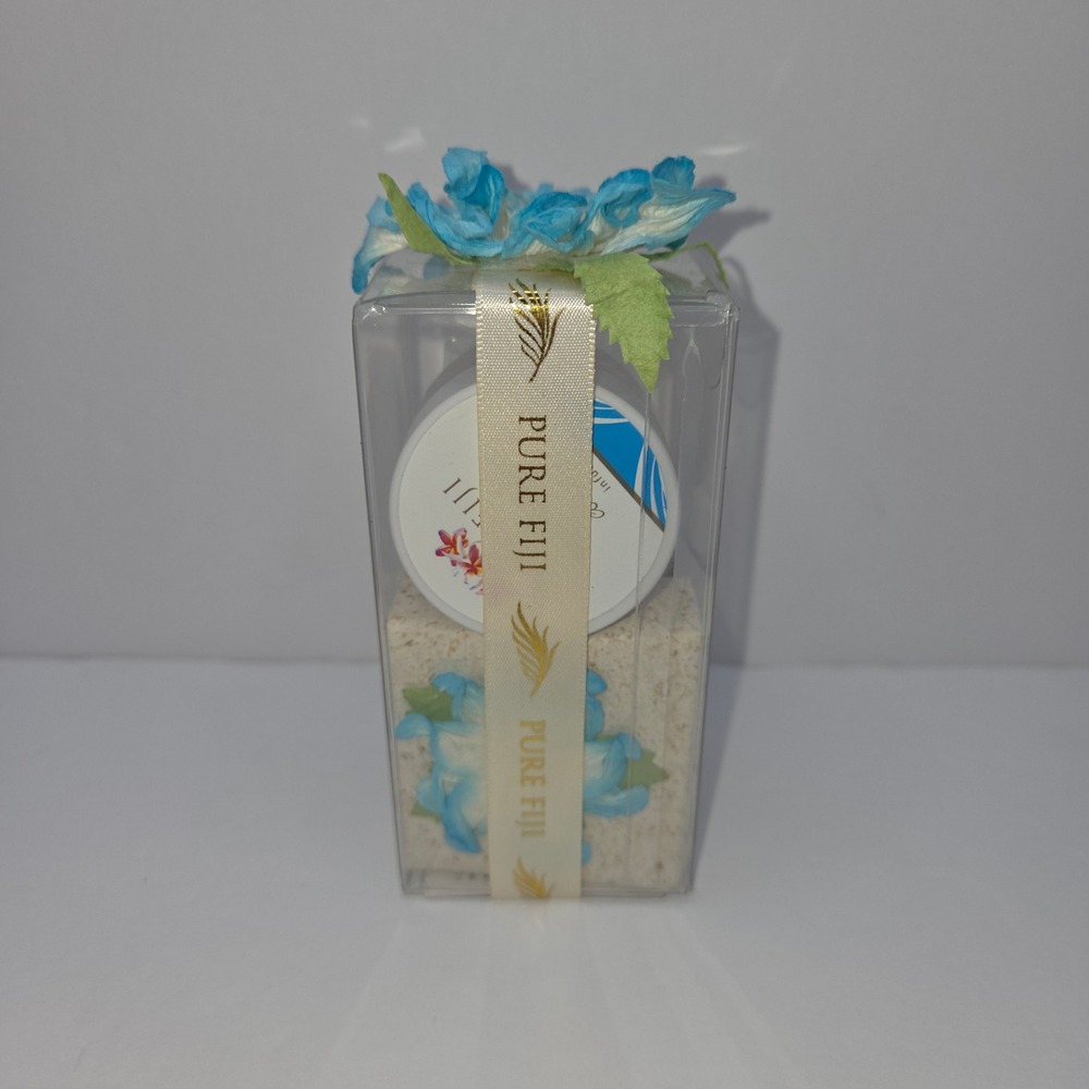 Pure Fiji Skincare Gift Set Travel Size Coconut Lotion Soap Cream Blue NIB